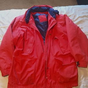 London Fog Red Raincoat w/ removable liner.